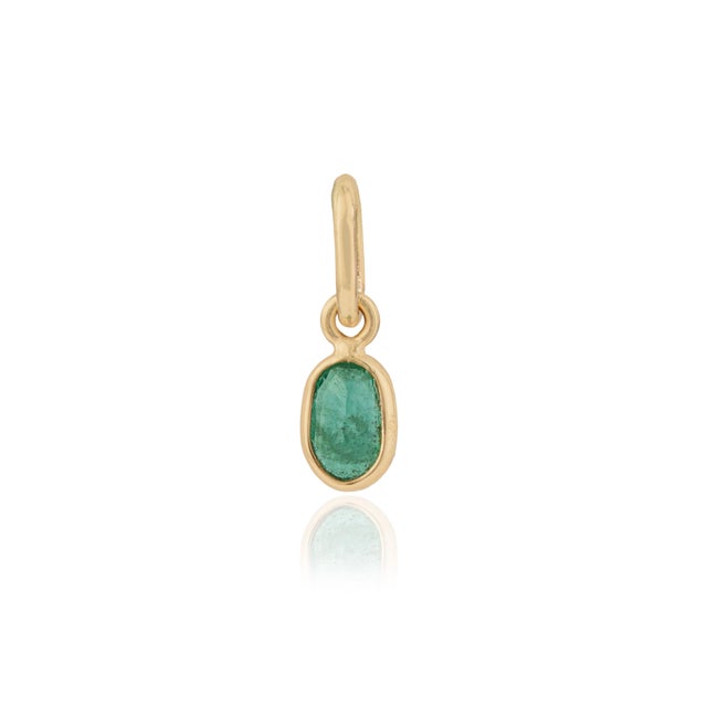 14k Solid Gold Contemporary Emerald Charm Pendant Gift for Birthday For Sale - Image 10 of 18