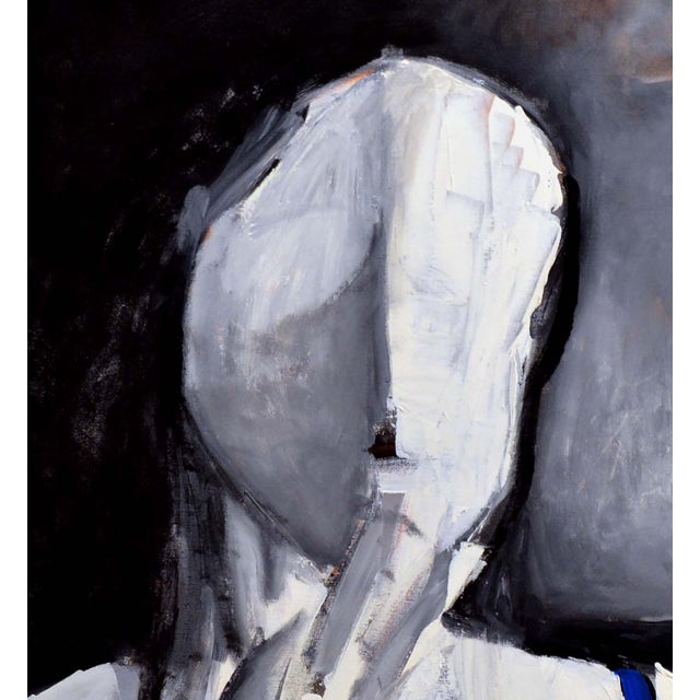Abstract Woman in Blue: 20th Century Expressionist Oil Painting, Unframed by Michael William Eggleston For Sale - Image 3 of 4