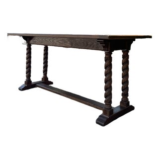 Vintage Ethan Allen Barley Twist Expandable Console Dining Table For Sale