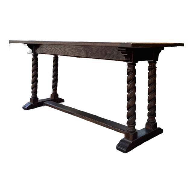Vintage Ethan Allen Barley Twist Expandable Console Dining Table For Sale