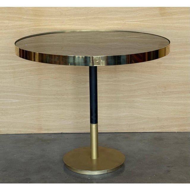 1970s Hollywood Regency Style Round Cantilever Brass Dining or Center Table