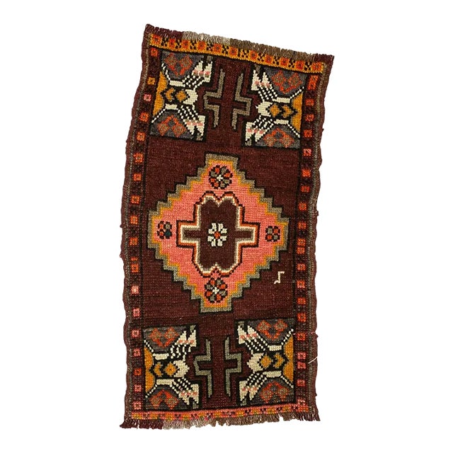 Vintage Mini Turkish Wool Rug For Sale