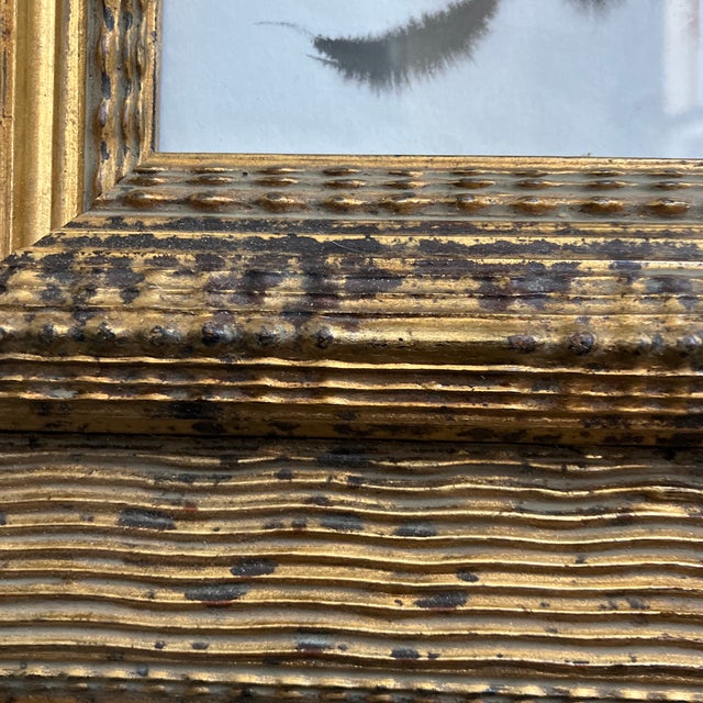 Contemporary Original Abstract Ink Painting Heavy Chunky Distressed Wood Frame For Sale - Image 4 of 6