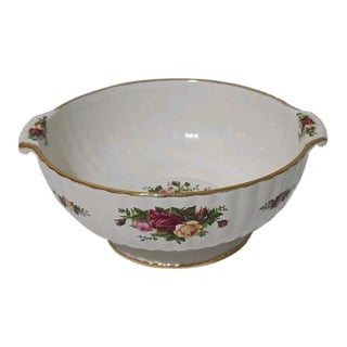 Vintage Royal Albert Old Country Roses Pedestal Fluted Bowl With Handles For Sale