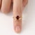 Contemporary Natural Red Garnet Curved Ring • 18k Gold Plated Wave Stacking Solitaire Band • January Birthstone Ring Us 7 For Sale - Image 3 of 3