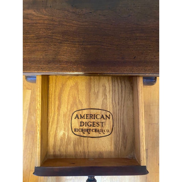 American 1990s Hickory Chair Co. ‘American Digest’ Walnut Side Table For Sale - Image 3 of 3