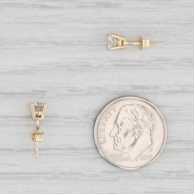 2020s 0.50ctw Diamond Stud Earrings 14k Yellow Gold Round Solitaire Studs - 2 Pieces For Sale - Image 5 of 5