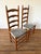 Pair of Vintage Ladder Back Chairs With Woven Checkerboard Seats For Sale - Image 4 of 10