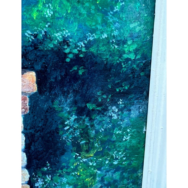 1980s Contemporary Framed Rooftop Landscape Acrylic Painting, Signed Strauss For Sale - Image 10 of 13