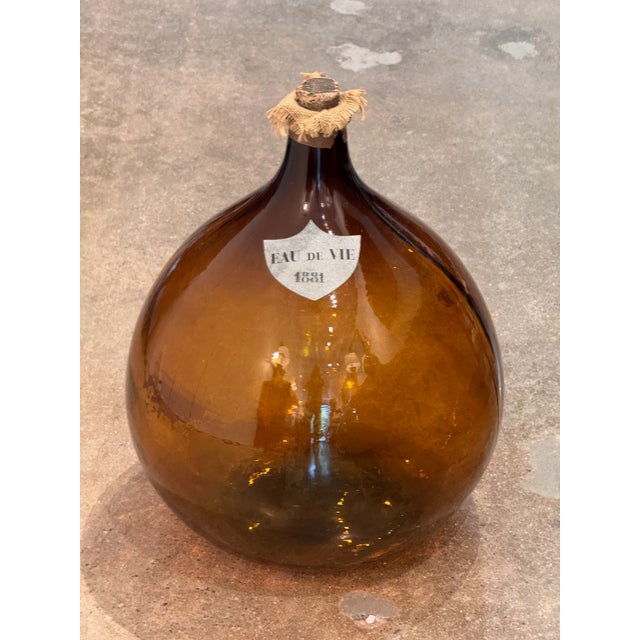 19th Century An Amber Glass Demijohn, Labeled Eau De Vie 1881 For Sale - Image 5 of 5