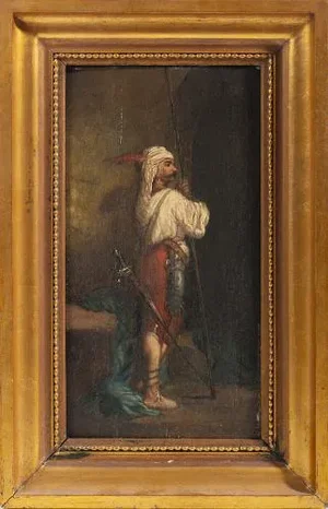 Frederic Arthur Bridgman, Male Figure, Oil on Wood, Framed