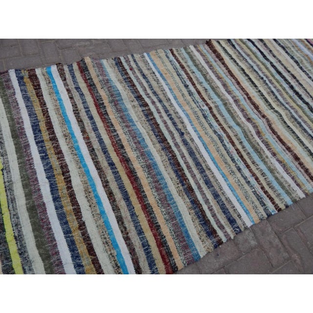 1970s Vintage Striped Turkish Chaput Rug - 3′11″ × 10′6″ For Sale - Image 5 of 9