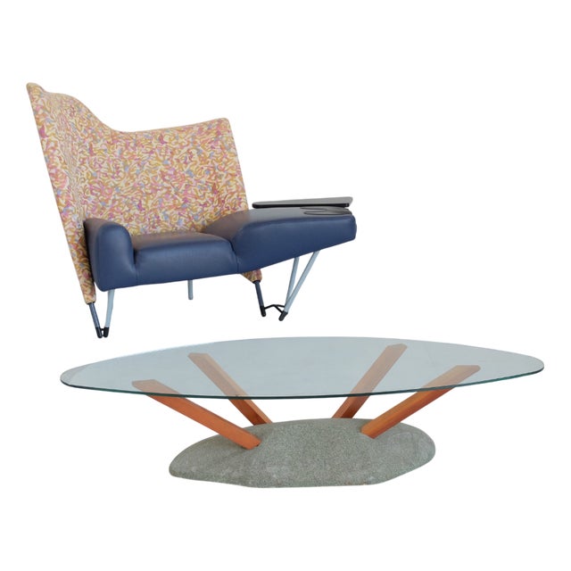 Lounge Chair and Coffee Table Set by Torso Et Artifici attributed to Paolo Deganello, Cassina, Italy, 1985, Set of 2 For Sale