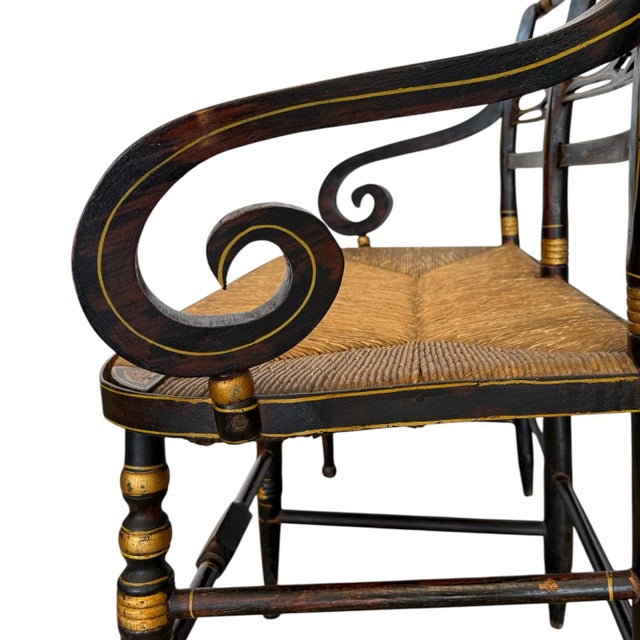 Early 19th Century “American Fancy” Faux Rosewood Paint-Decorated Sheraton Bench For Sale - Image 12 of 14