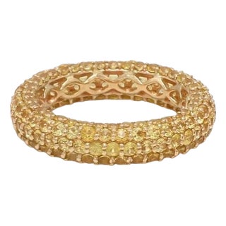 Natural 4.16 cts yellow sapphire ring in 14k gold For Sale