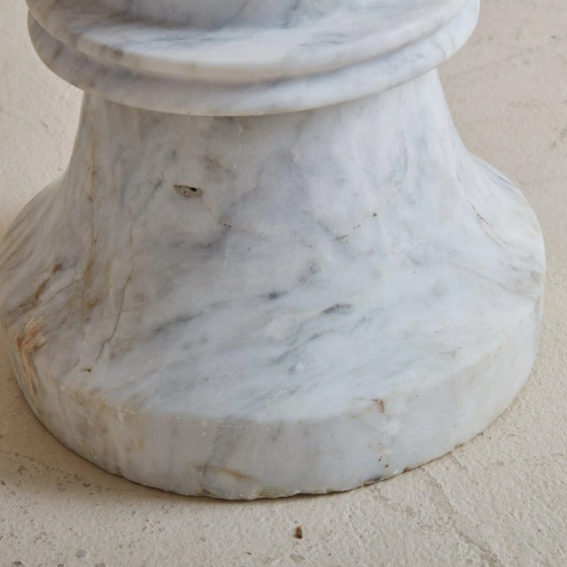 White Petite Italian White Carrara Marble Stool, Italy 20th Century For Sale - Image 8 of 11