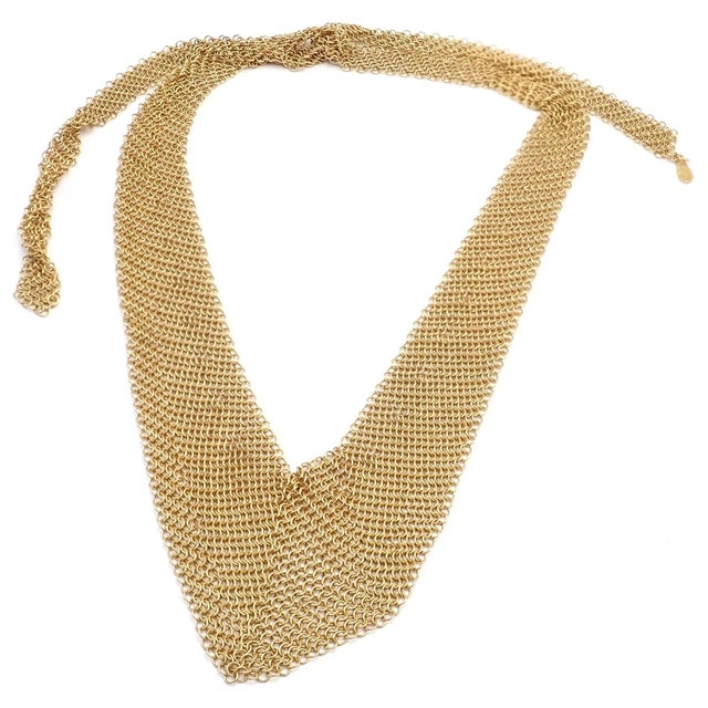 Vintage Tiffany & Co. Peretti 20k Yellow Gold Mesh Bib Scarf Necklace For Sale In Philadelphia - Image 6 of 8