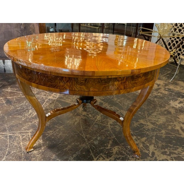 Biedermeier 19th Century Walnut Biedermeier Center Table For Sale - Image 3 of 6