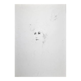 Vito Mirza, Portrait, Drawing in Pen, 1987 For Sale