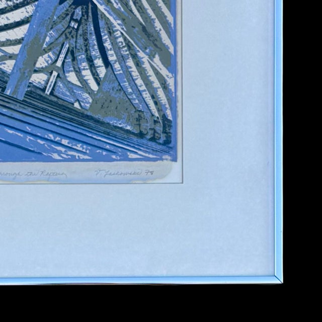 1978 Abstract Linocut “Through the Rafters” Signed & Framed Original Modern Vintage Art For Sale In San Diego - Image 6 of 8