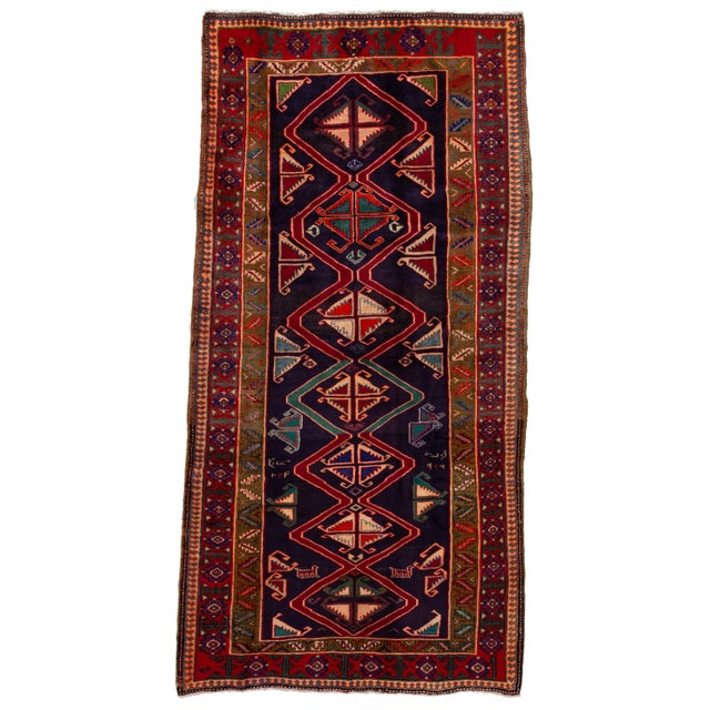 Purple Vintage Persian Handmade Wool Runner For Sale In New York - Image 6 of 6