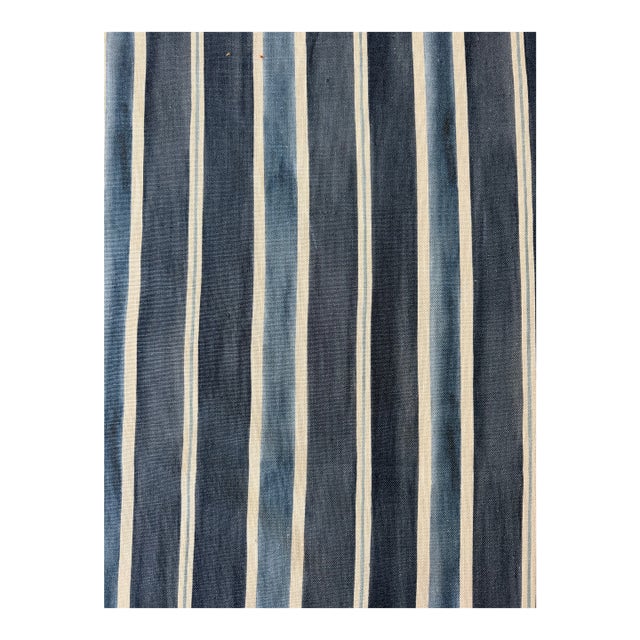 Lakeside Stripe Linen Fabric by Pollack in Indigo Blue 5 Yards For Sale