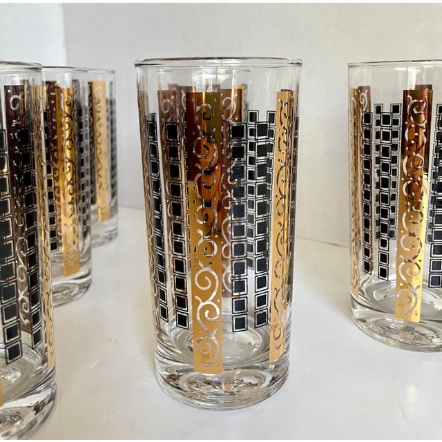 Vintage Black and Gold Tall Tumbler Glasses Set of 6 Chairish