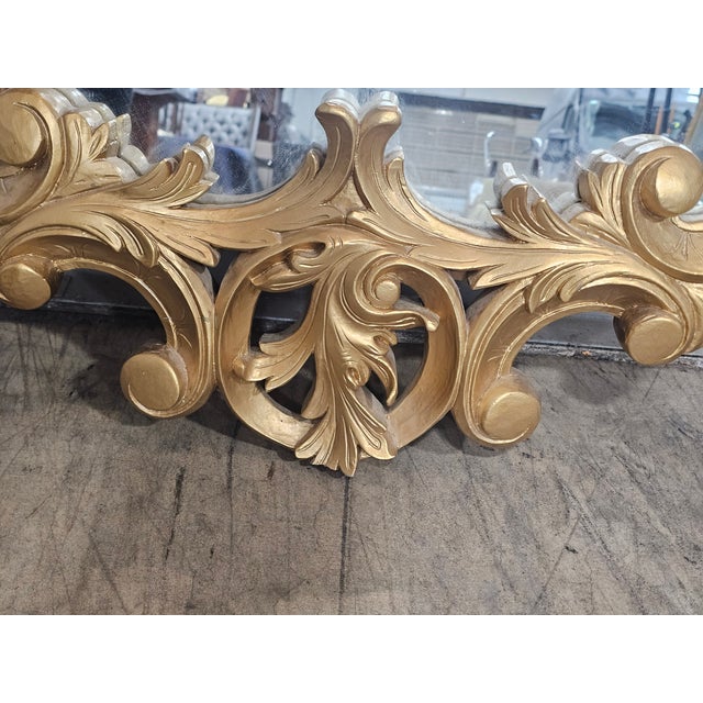Gold Late 20th Century Gorgeous Designer Roccoco Style Gold Gilt Wood Framed Mirror For Sale - Image 8 of 13