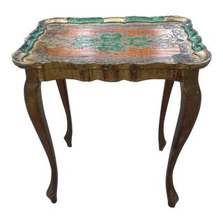 Vintage Italian Florentine Gilt Wood Side or Drink Table For Sale