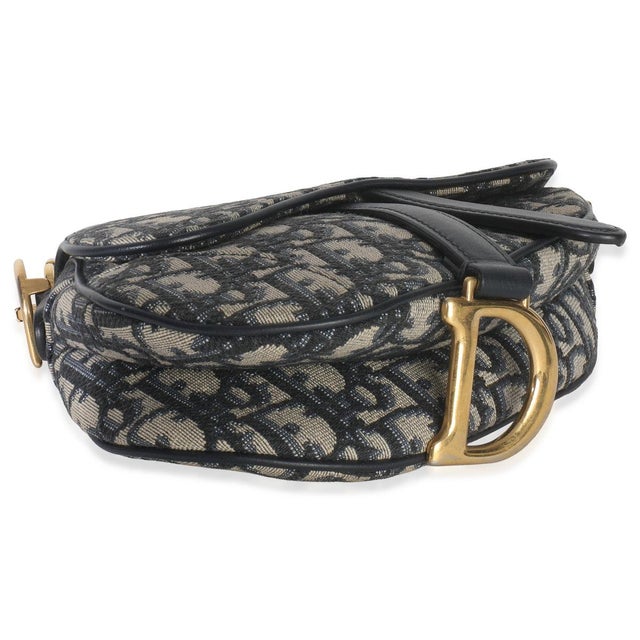 Navy Oblique Canvas Mini Saddle Bag For Sale In New York - Image 6 of 8