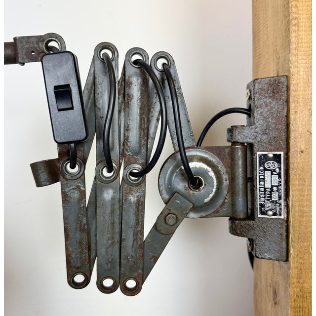 Grey Industrial Scissor Wall Lamp from Elektroinstala, 1960s For Sale - Image 6 of 16