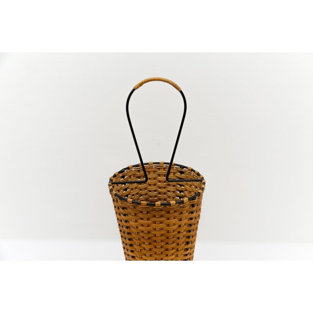 Wood Scandinavian Rattan and String Umbrella Stand, Sweden, 1960s For Sale - Image 7 of 9