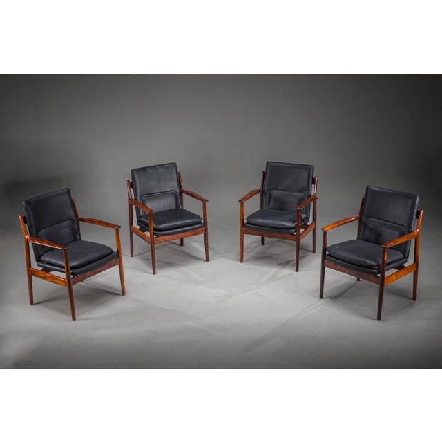 Danish Model 431 Armchairs in Leather by Arne Vodder for Sibast Møbler, 1960s, Set of 4 For Sale - Image 12 of 18