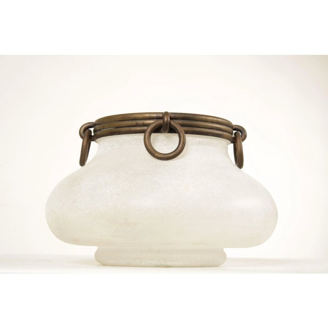 Neoclassical Style Opaque Glass and Brass Vase For Sale - Image 10 of 12