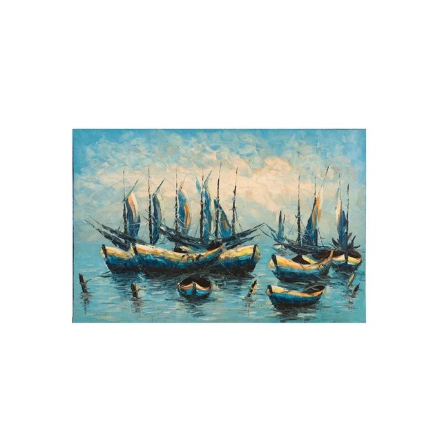 Boats on Water, 2000s, Canvas Painting For Sale - Image 11 of 11