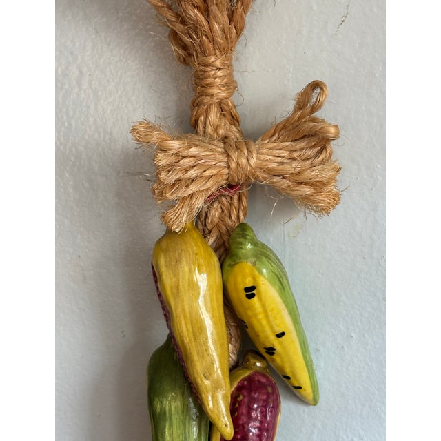 Mexican 1960s Vintage Ceramic Indian Corn on Jute Braid For Sale - Image 3 of 7