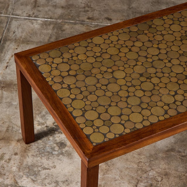 Gordon & Jane Martz Green Speckle Glazed Coin Tile Coffee Table For Sale - Image 12 of 15