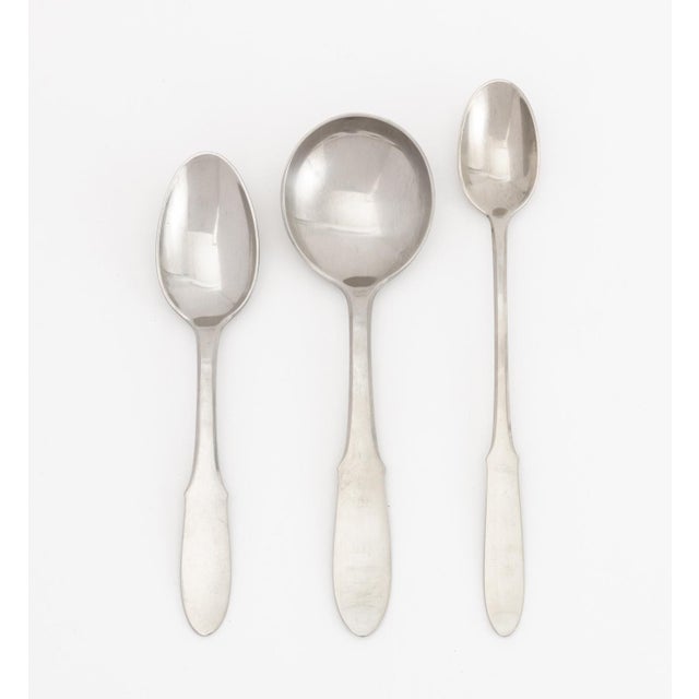 Georg Jensen "Mitra" Pattern Stainless Steel Flatware Service, each marked "Georg Jensen Stainless / Made in Denmark" to...