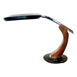 President Desk Lamp by Fase Black Lacquered Edition and Mongoy Wood, 1968 For Sale