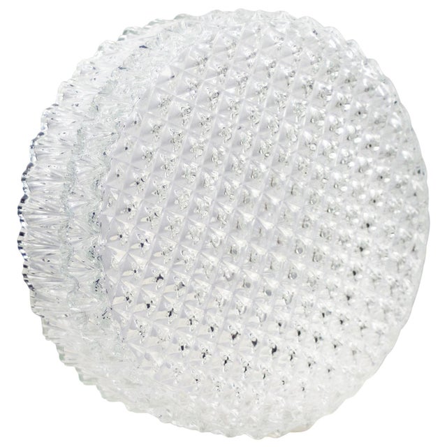 Mid-Century Round Textured Glass Flush Mount For Sale - Image 10 of 14