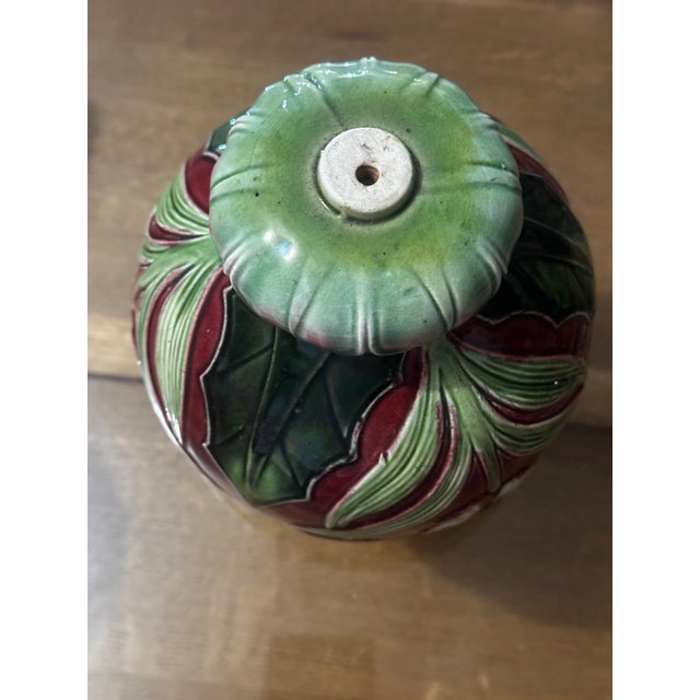 Small Art Nouveau Majolica Lampshade with Raised Floral Decoration, 1890s For Sale - Image 18 of 18