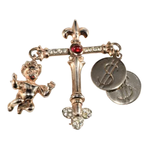 1940s Castlecliff Sterling Silver for Love or Money Scale Brooch