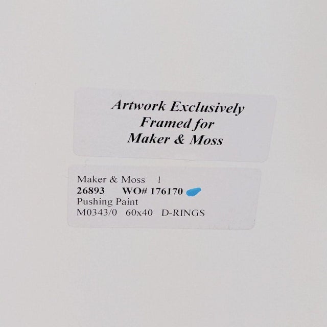 Abstract Maker & Moss “Pushing Paint” Abstract Blue Brushstroke Painting – Framed Wall Art For Sale - Image 3 of 7