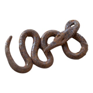 Vintage African Mixed Metal Twisting Snake With Head Back For Sale