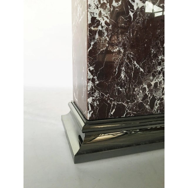 Chocolate Mastercraft Marble and Nickel Console Table For Sale - Image 8 of 10