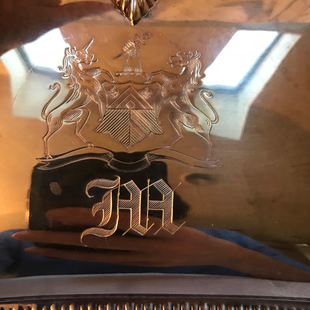 Vintage Silver Butler's Crumb Catcher With Unicorns and Handle For Sale - Image 4 of 6