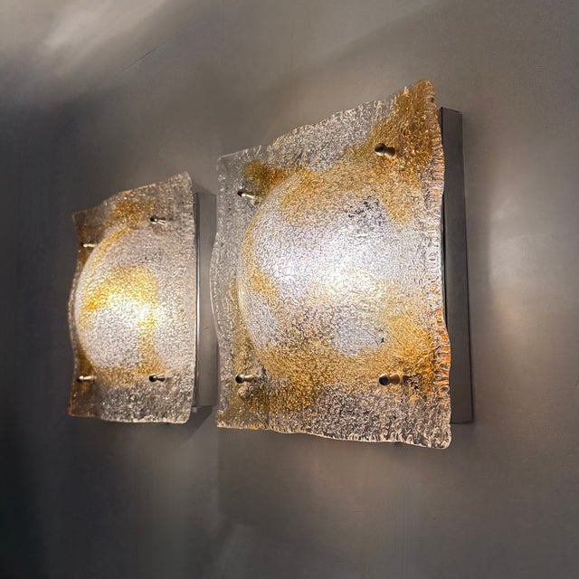 Abstract Murano Glass Wall Sconces from Mazzega, Italy, 1960s, Set of 2 For Sale - Image 11 of 18
