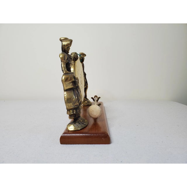 Figurative Brass Gong With Male and Female Figures For Sale - Image 3 of 8