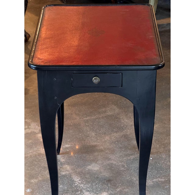 19th Century 19th Century Ebonized Side Table With Red Leather Top For Sale - Image 5 of 9