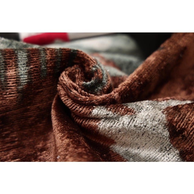 Textile Handmade Organic Silk Velvet Pillow 20x20 | Earthy Modern Design For Sale - Image 7 of 7